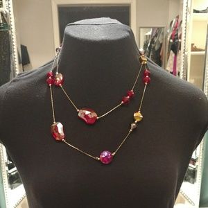 **SOLD** Iridescent red stone necklace